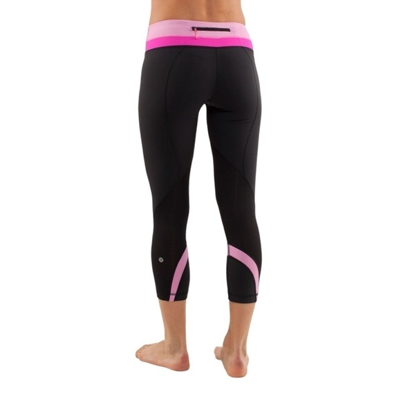 Lululemon Run: Inspire Crop II Sz 6 Black/White/Paris Pink - Picture 2 of 12